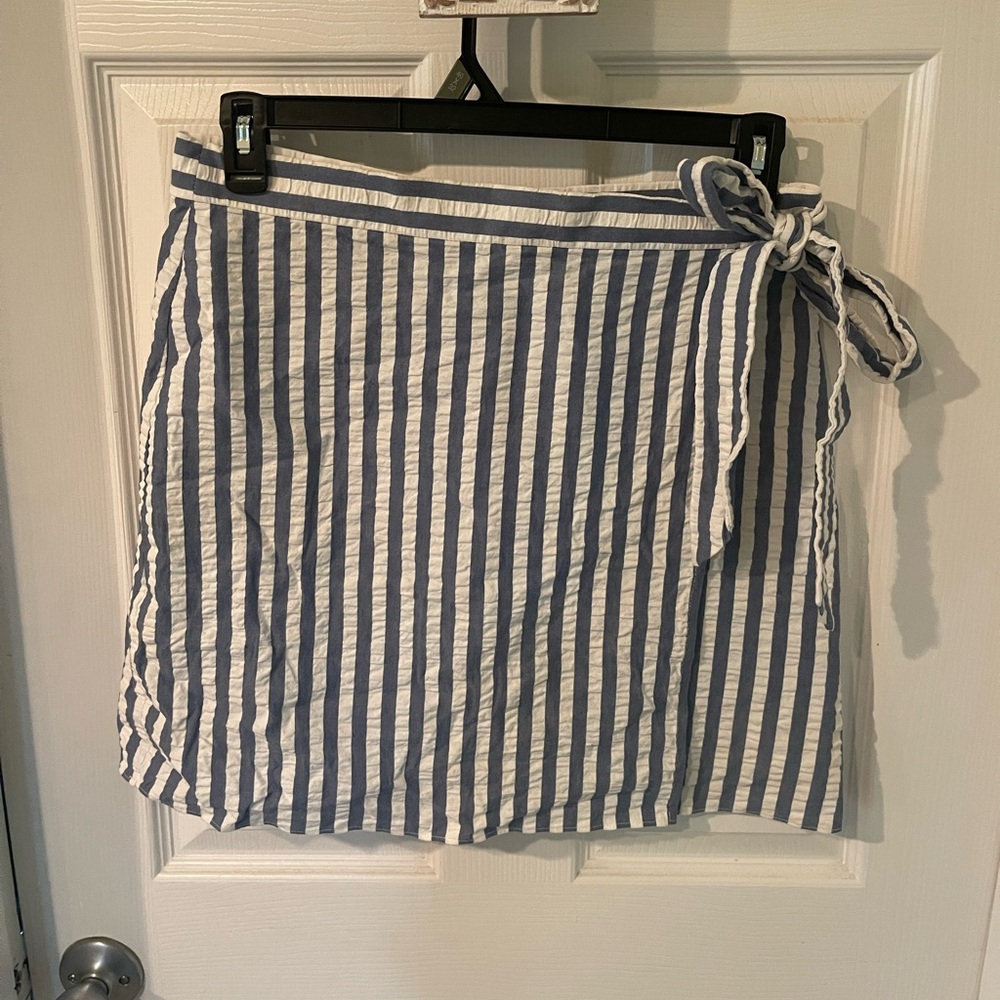 J. Crew White & Blue Striped Skirt - Size 10